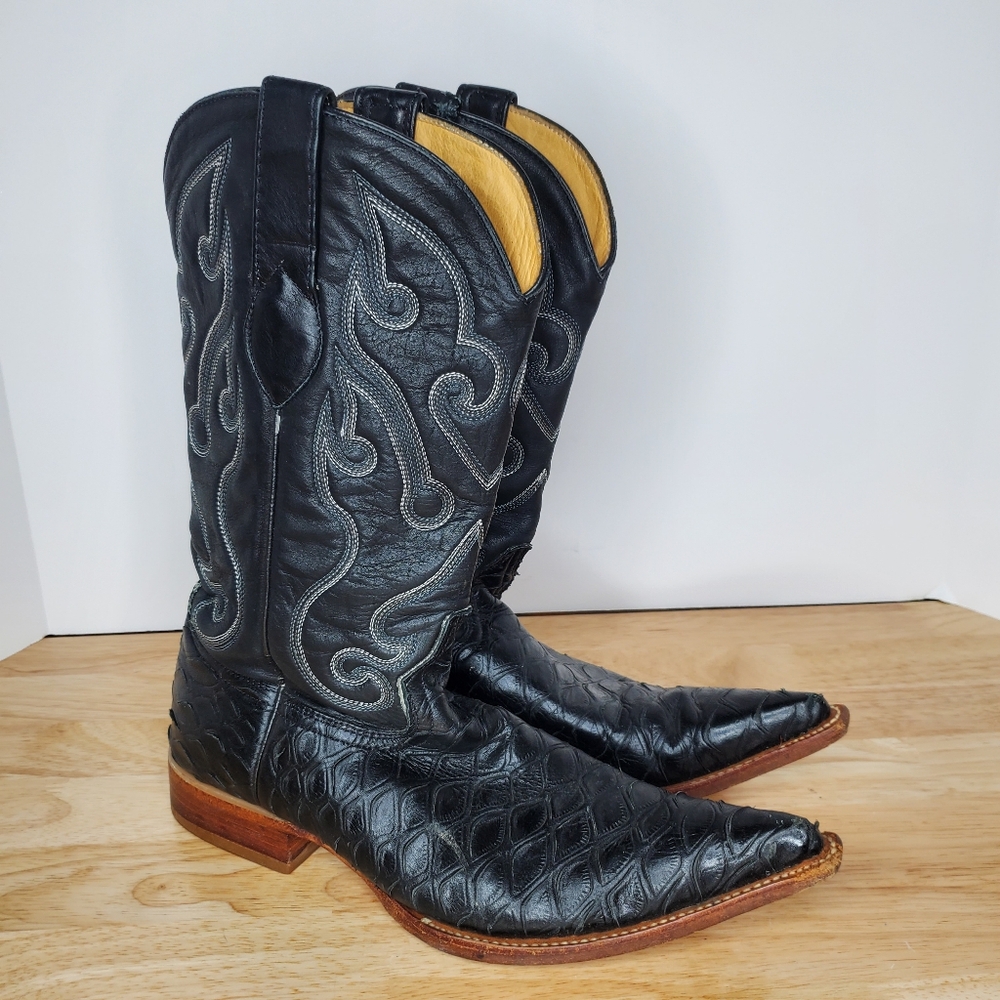 Los Altos Western Boots Mens Size 8EE Black Cowboy